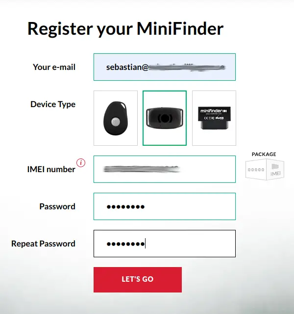 MiniFinder registrering